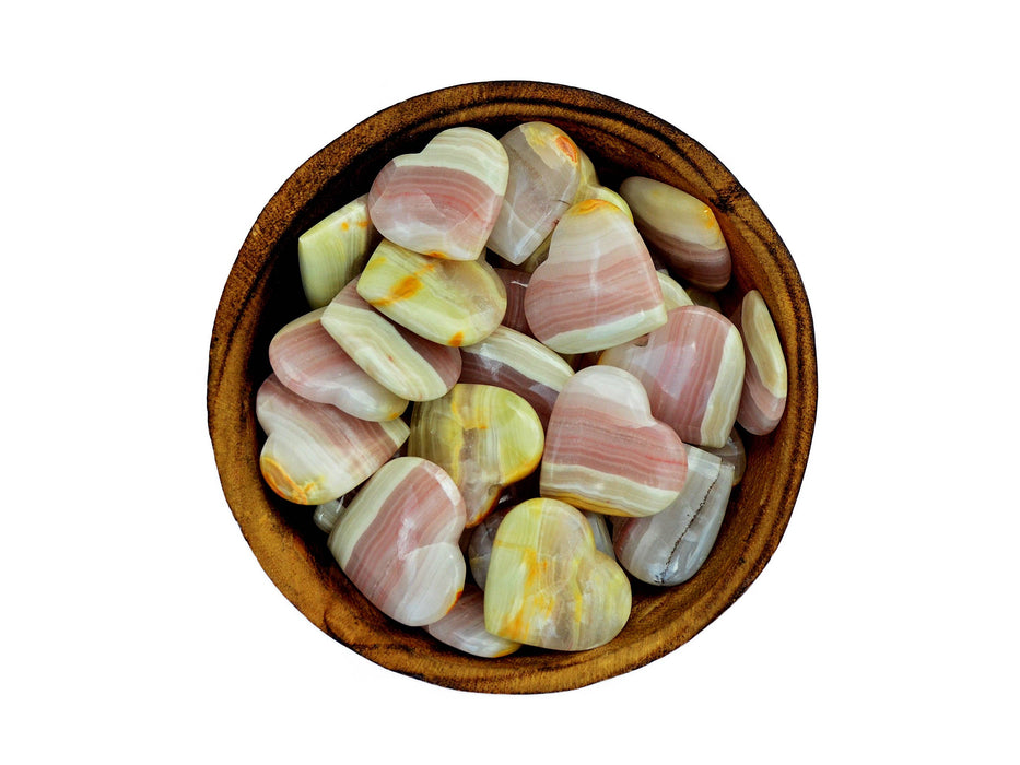Pink Banded Onyx sydän, kahta kokoa