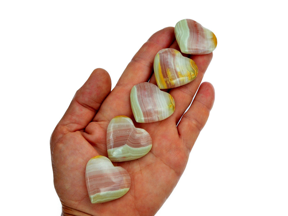Pink Banded Onyx sydän, kahta kokoa