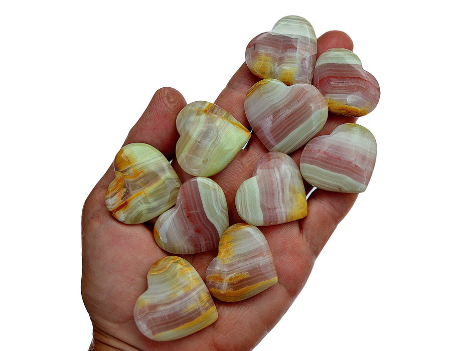 Pink Banded Onyx sydän, kahta kokoa