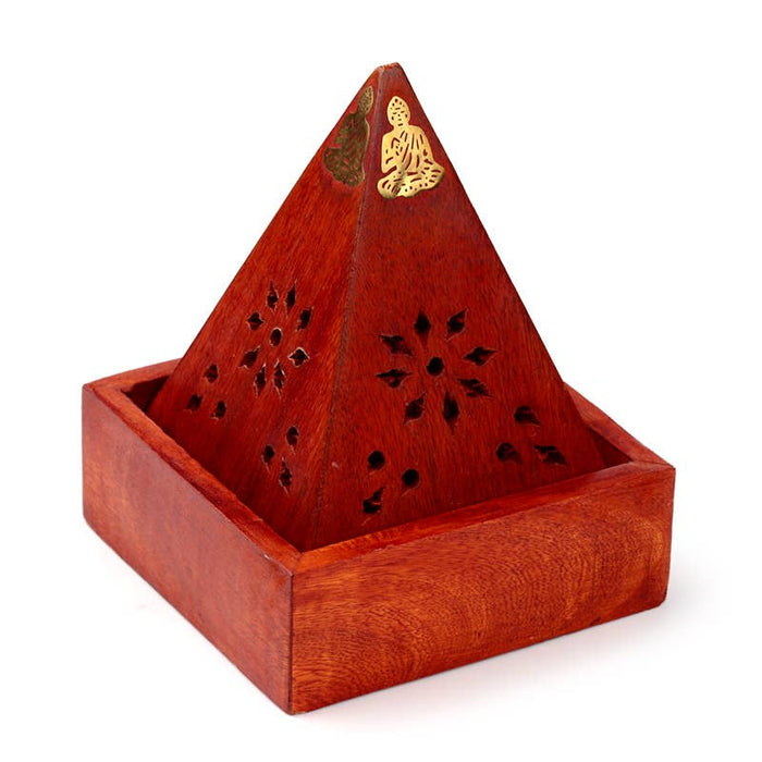Mango Wood pyramidi-suitsukekartioastia Buddhalla