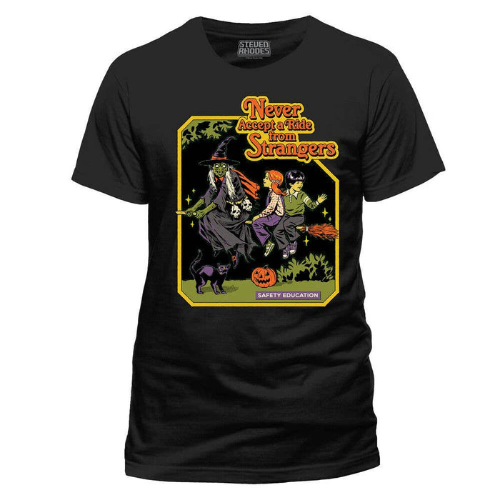 Never accept a ride from Strangers musta T-paita - Steven Rhodes
