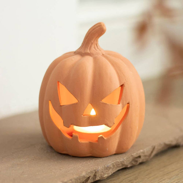 Terrakottainen Halloween-kurpitsakoriste, 12,5 cm