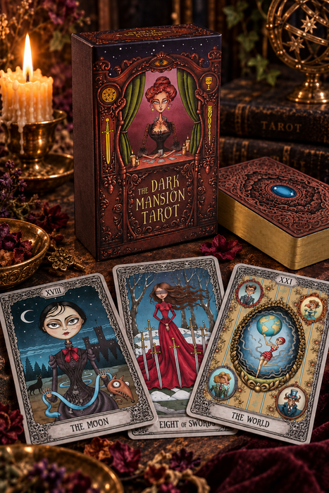 Dark Mansion Tarot deck - 4th. Edition - Gold edges, brown reverse of cards (limited version style) - Taroteca Studios