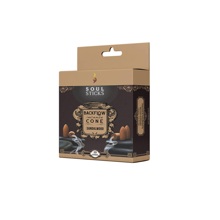 Sandalwood takaisinvirtaus suitsukartio 10kpl - Soul Sticks