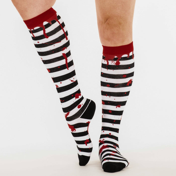Sanguine Stripes Blood Spatter polvisukat - FootClothes