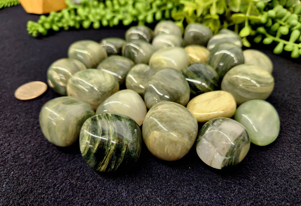 Green Hair Jasper, hiottu noin 2-3cm