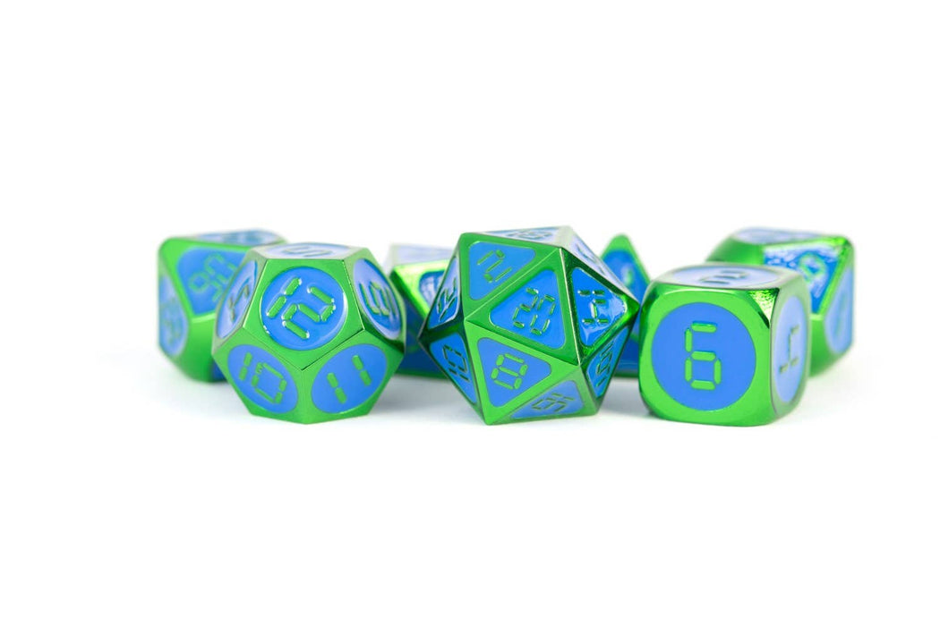 16 mm Digital Metallic metallinen noppasetti: Green with Blue - Metallic Dice Games