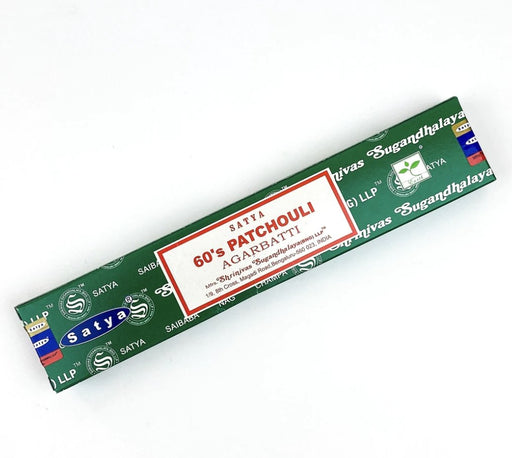 60's Patchouli suitsuketikku 15 g – Satya – tuotepakkaus
