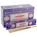 English Lavender Nag Champa suitsuketikku 15 g – Satya – tuotepakkaus