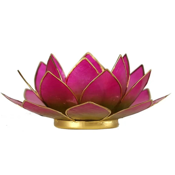 Lotus kynttilälyhty vihreä ja pinkki kultareunus - Tarotpuoti